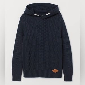 H&M boys knit hooded sweater Sz 12-14